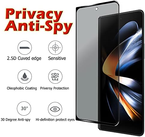 Защитно фолио Ytaland Privacy Screen Protector за Samsung Galaxy Z Fold 4, [2] Защитен слой от закалено стъкло, без мехурчета за Samsung