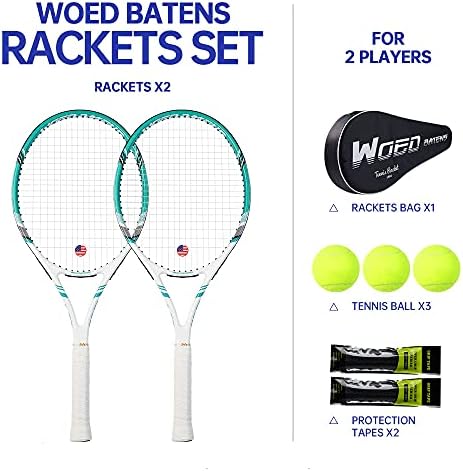 Професионална тенис ракета за възрастни, 2 играч, 27-инчов Бързо тенис ракета, Подходяща за начинаещи и за Професионалисти, и 3 тенис