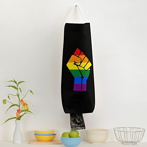 Флаг на Гордостта на ЛГБТ Юмрук Продуктова Чанта Моющийся Органайзер Опаковки С Висящи Линия За Съхранение на Покупките в Торби За Боклук