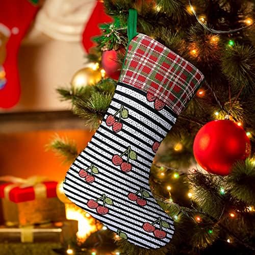Коледни Чорапи с Пайети под формата на Череши и Ленти, Блестящи Стенни Висящи Украси, Украса за Коледната Елха, Празнични Партита