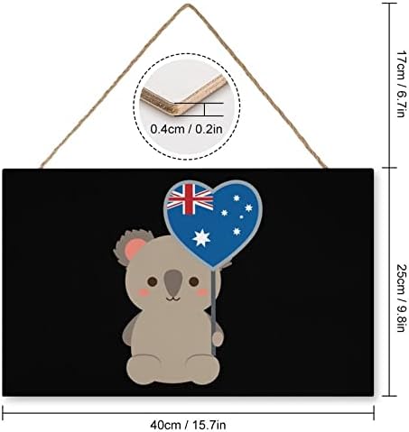 Флаг Австралия Мечка Коала Дървен Знак Персонални Подвесная Дървена Табела на Стенно Изкуство с Въжета за Домашен Офис Декор