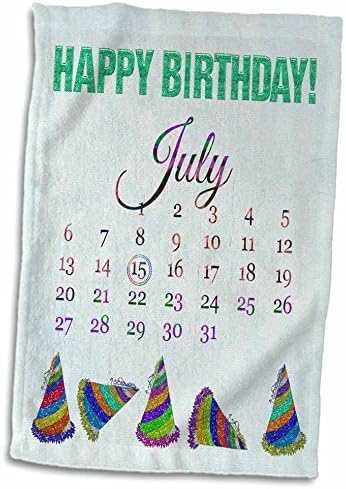 3дрозовый рожден Ден на 15 юли, Блестящ начин честит рожден Ден и Цветни Шапки - Кърпи (twl-181480-3)