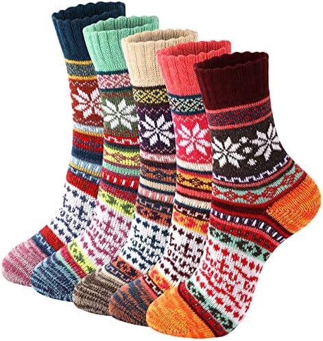 Вълнени чорапи Trifabricy - Реколта Зимни Топли Вълнени Чорапи за Жените, Меки Удобни Чорапи, Дебела терлици за жени /Мъже