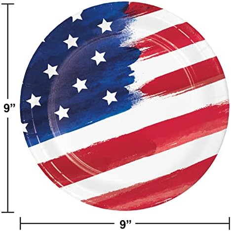 Набор от съдове за еднократна употреба с шарките на Американското в патриотичен стил | 4 юли, Ден в памет на САЩ, Червени, Бели и Сини