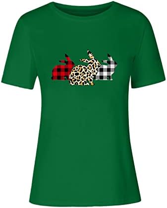 Дамска Лятна Тениска с изображение на Заек, Леопардовая Клетчатая Тениска С Принтом Забавни Сладък Животни, Тениски с Изображение,