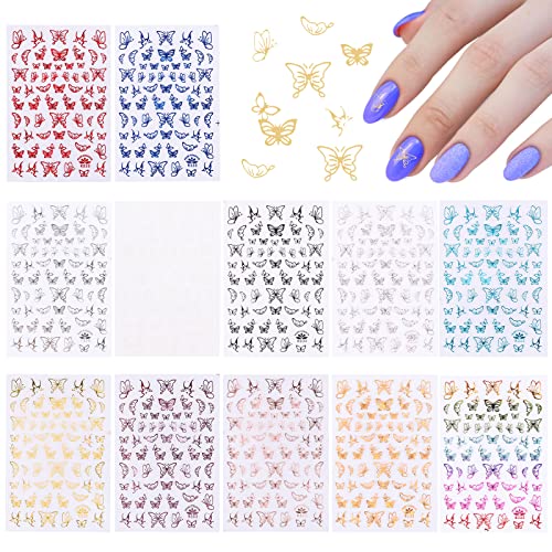 EBANKU 12 Листа Стикер за нокти с Пеперуда, 3D Самозалепващи Смесени Стикер за дизайн на ноктите с Пеперуда за Дизайн на ноктите
