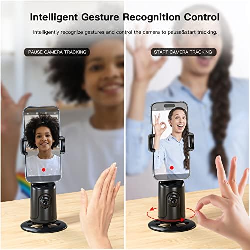 Статив за автоматично проследяване на лице, ESSAGER със завъртане на 360 °, закрепване за камерата на телефона, за лице и тяло, Умен титуляр за проследяване на снимане, за