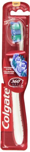 Четка за зъби Colgate 360 Optic с пълна глава, Мека, Бяла, 1 брой