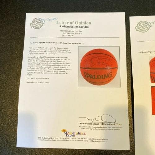 Тим Дънкан Подписа Използвана игра Spalding NBA Basketball с JSA COA - Баскетболни топки с автографи