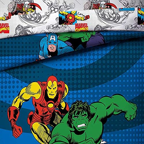 Одеяло на Marvel Отмъстителите Good Guys Twin / Full Comforter - Супер Меко детско Обръща спално бельо с образа на Железния Човек, Хълк,