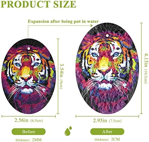 ALAZA Цветни Тигрови Принт в стил Поп-Арт, Натурална гъба, Кухненски Целлюлозные Гъба за миене на съдове, Санитарен възел и битова