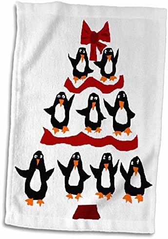 Кърпа за ръце под формата на Елхи с 3D Рози, Забавни Пингвини и Червени Панделки, 15 x 22