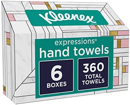 За еднократна употреба Хартиени Кърпи за ръце, хартиени кърпички Expressions, Хартиени Кърпи за ръце за Баня, 6 Кутии, 60 Кърпи за ръце в кутия (общо 360 кърпички)