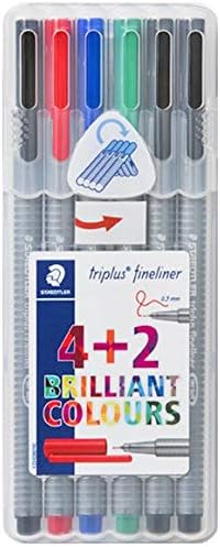 Порест Точков химикалка Staedtler Triplus Fineliner 0,3 мм, Метална капачка, Комплект от 6 броя, различни цветове (334 SB6P4)