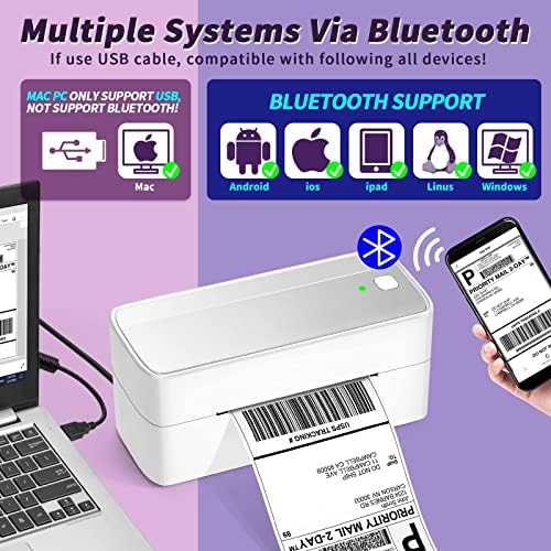 Bluetooth Термопринтер етикети за доставка - Преносим Термотрансферен печат за доставка на Колети, 4 x6 Термопринтер адресни