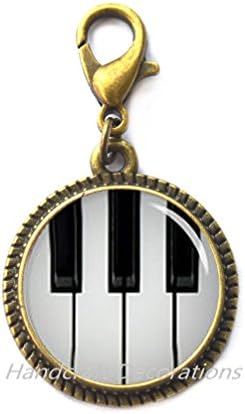 Бижута ръчна изработка с цип за пиано, черно-бял клавиатура, Закопчалката-омар - Музикални бижута - Художествена закопчалката-омар