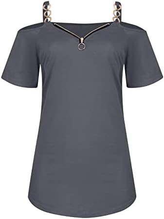 Ризи Dry Tech, дамски летни панталони тениски с V-образно деколте, с цип, с открити рамене, на сплошном ремешке, с къс ръкав,