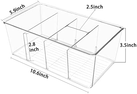 Прозрачни Чекмеджета-Организаторите за съхранение на продукти, E-Брато, 4 Опаковки Пластмасови Кутии за килер с Подвижни Разделители, Кутии-Организаторите за Закус