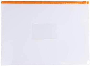 Опаковка от 12 прозрачни пакети A6 с цип оранжев цвят