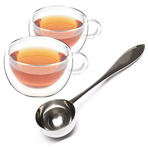ВАХДАМ, Идеална чаена лъжица за сервиране и мерцающая случайна чаша с двойни стени (комплект от 2 броя)