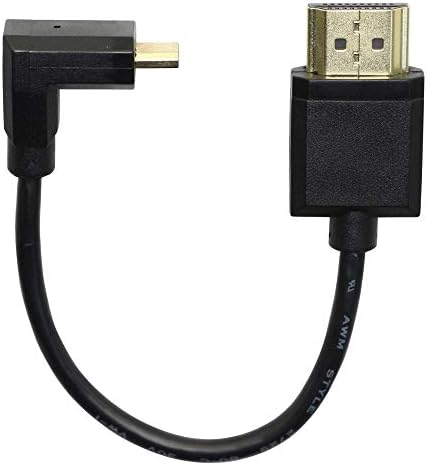 GINTOOYUN 90 градуса кабел-адаптер Micro HDMI мъж към мъж 4K 60Hz Ethernet и HDMI Type D е тип A, с 3D-връщане на аудио за камери-15 см (ъгъл нагоре)