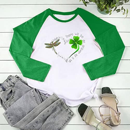 Дамски Hoody с кръгло деколте и дълъг ръкав, тениски с Гномом и ирландски Трилистником, Лепрекон, Мек Свободен ден за ден Подарък Пуловер