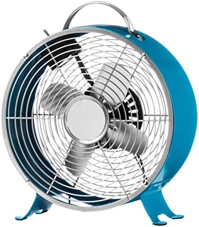Преносим настолен вентилатор Premier Housewares в ретро стил, с 2 скорости на въртене, Синьо