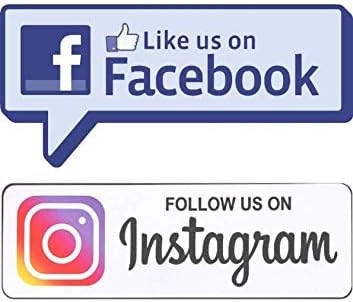 Набор от етикети Facebook и Instagram Follow Us за социални мрежи, изработени от винил (по 1 парче), за етикети на прозореца, магазин, бизнес, автомобил, камион. Устойчив на атмосфе