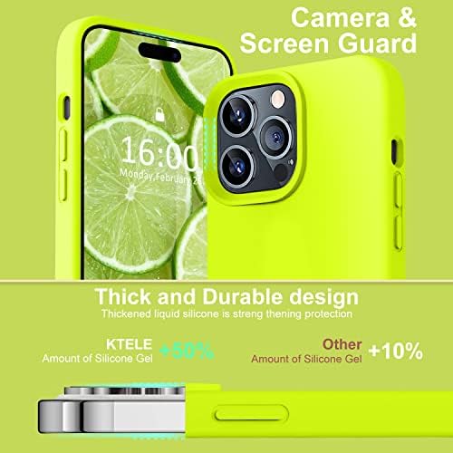 Ktele е Съвместим с калъф iPhone 14 Pro Max, калъф от течен силикон AB-клас, [Противоударные четири ъглови въздушни възглавници