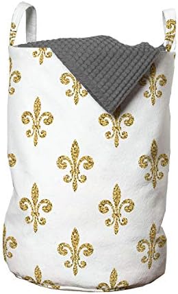 Чанта за дрехи Ambesonne Fleur De Lis, Ретро Принт по своето аристократично Величие на Европейската Лилии, Кошница за дрехи с дръжки,