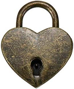LC LICTOP Бронзов Малък Метален Замък във Формата на Сърце, Мини-Заключване с Ключ за подарък Кутия За Бижута Кутия За Съхранение