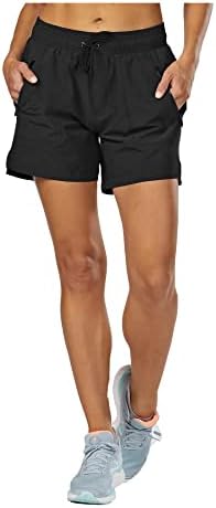 Дамски Спортни шорти KORSA Challenge 5 инча с джобове | Леки и отводящие влага за джогинг, йога, фитнес зала | Средни по размер, Черни,