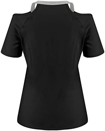Дамски майк Xiloccer, Дамски Лятна Тениска с V-образно деколте и открити рамене, Светеща Тениска с къс ръкав и буровым