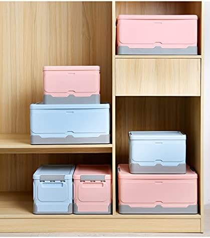 Комбинация от 2 Кутии за съхранение, Сгъваема Кутия За съхранение с капак, на Открито / На Снимките/ Аксесоари / За студенти / Семеен Кутия за съхранение (Розова и синя