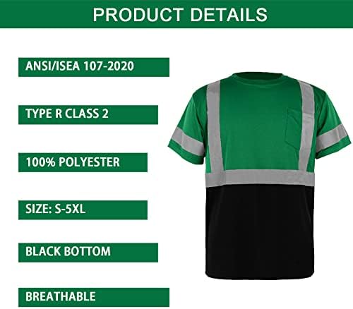 Мъжки Защитна Тениска FONIRRA с Висока Видимост, Светоотражающая Тениска ANSI Клас 2 с Къс Ръкав Hi Vis За Строителни Работи