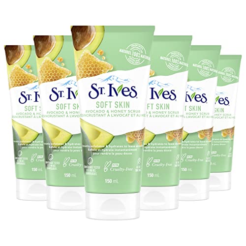 Скраб за лице St. Ives Soft Skin Умерено ексфолиране За мека, гладка кожа С Авокадо и Мед, Тествана от дерматолози, Одобрен