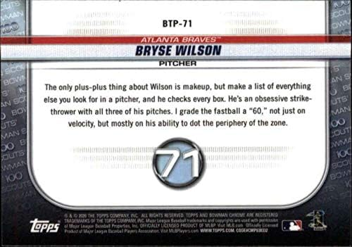 2020 Боуман Хром Скаути на Топ-100 BTP-71 Брайс Уилсън Атланта Брейвз RC Нов MLB Бейзбол Търговска карта