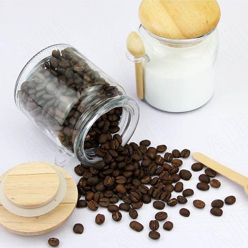 SDGH Стъклен буркан за съхранение с уплътнение на капака, диспенсер за зърнени храни, кухненски прозрачен контейнер за подправки, кафе маса, поставка за кафе