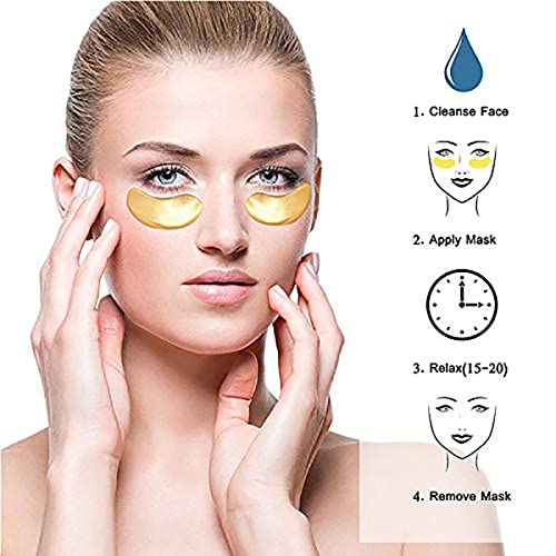 30 Чифта златни маски за очи 24 K, лечебното маска с кристали на колаген, гел подложки за борба с процеса на стареене, намаляване на отоци под очите и торбички, бръчки, т