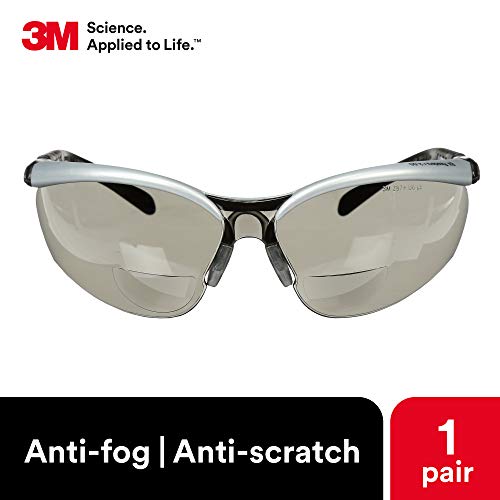 Защитни очила 3M с ридерами, BX, + 2.0, ANSI Z87, Сиво обектив с защита срещу замъгляване и надраскване, Сребърни рамки, Регулируеми по дължина лък тел и ъгъл на наклона на ле?