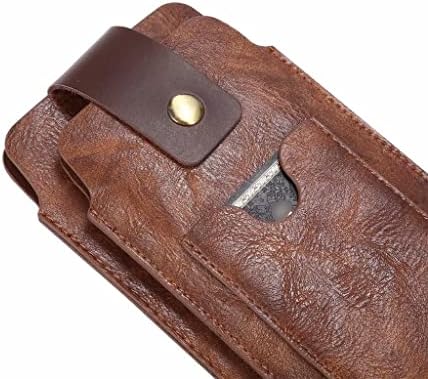 SDFGH Двупластова поясная чанта от естествена кожа, Мъжки поясная чанта за мобилен телефон, калъф-кобур за смартфон (Цвят: D,