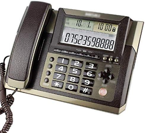 KXDFDC Кафяв Черен Телефон, Ретро Стационарен Телефон, Разтегателен Кабелна Стационарен Плосък Телефон за Декорация на Дома