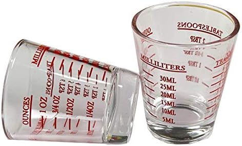 Чашки Мерителна Чаша за еспресо Течно Тежко Стъкло Чаша за вино от 2 опаковки 26-Постепенно измерване 1 грам, 6 ч. л., 2 супени