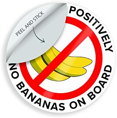OptiMA Inc. Абсолютно никакви банани на борда, Забавен винил за стената или пода, за лодки, 2 опаковки от 6 кръгли етикети, отпечатани