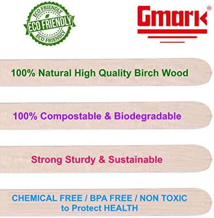 Gmark 5,5 Дървени Мешалка Премиум-клас с Дебелина 2,3 мм, В Индивидуална опаковка 200 бр., Дървени Чаши за Пръчки за Разбъркване