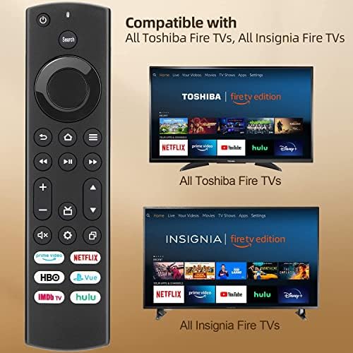 Преносимото дистанционно управление за всички телевизори Toshiba Fire и Insignia Fire/Smart TV с 6 бутони за бърз достъп Netflix, Prime Video, ImdbTV, Hulu