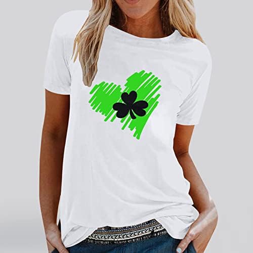 Женска Тениска с къс ръкав GreenClover, Празнична Ежедневни Риза с Принтом във формата на Сърце, Облегающая Тениска с кръгло деколте,