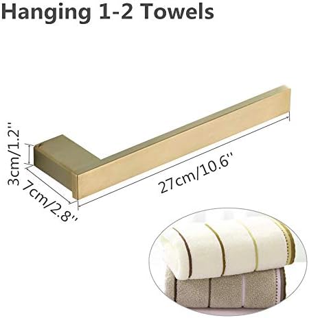 Държач за кърпи WEIKO Gold, халка за кърпи за ръце в банята, матирано злато, монтиране на стена, кратък лира, квадрат от неръждаема стомана