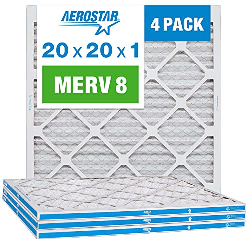 Въздушен филтър с гънки Aerostar 20x20x1 MERV 8, въздушен филтър за печки ac, 4 опаковки и Въздушен филтър с гънки 14x14x1 MERV 8,