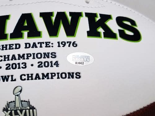 Стив Ларджент и Джим Цорн Поставили автографи на футбола с бяло лого на Seattle Seahawks (Намаслена) MCS Holo #83902 - Футболни топки с автографи